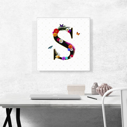 Flower Plant Butterfly Alphabet Letter S