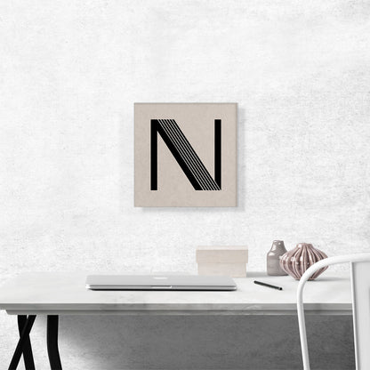 Beige Black Line Alphabet Letter N
