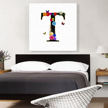 Flower Plant Butterfly Alphabet Letter T