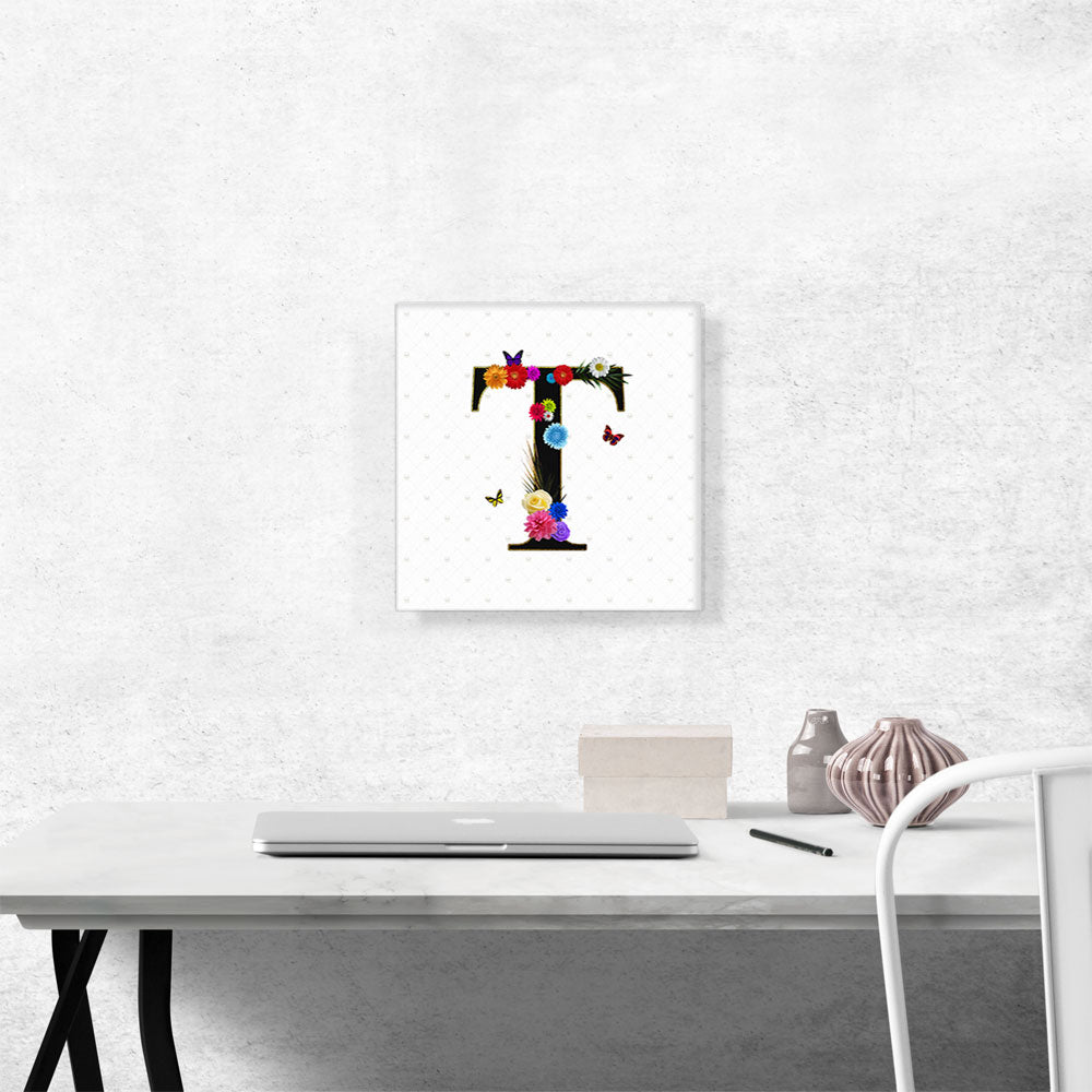 Flower Plant Butterfly Alphabet Letter T