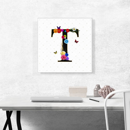 Flower Plant Butterfly Alphabet Letter T