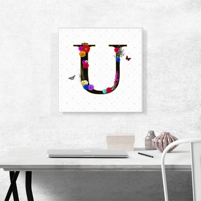 Flower Plant Butterfly Alphabet Letter U