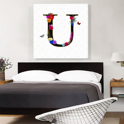 Flower Plant Butterfly Alphabet Letter U