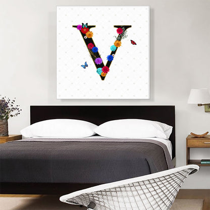 Flower Plant Butterfly Alphabet Letter V