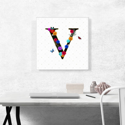 Flower Plant Butterfly Alphabet Letter V