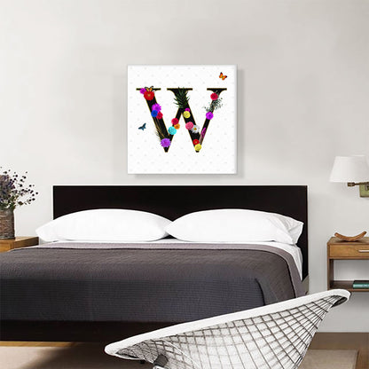 Flower Plant Butterfly Alphabet Letter W