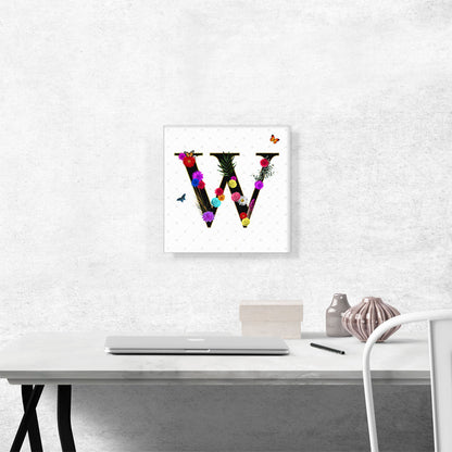 Flower Plant Butterfly Alphabet Letter W