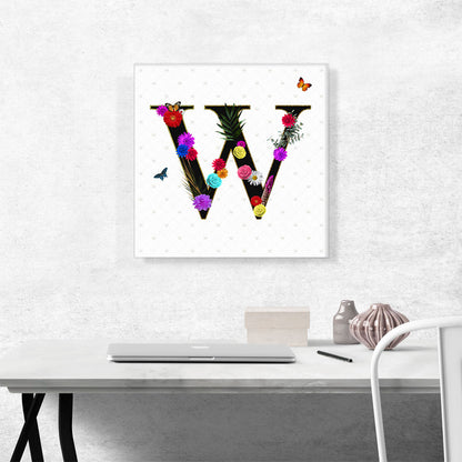 Flower Plant Butterfly Alphabet Letter W
