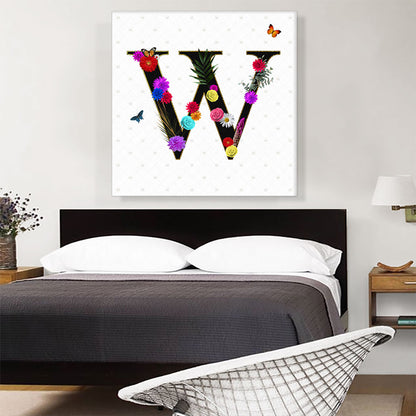 Flower Plant Butterfly Alphabet Letter W