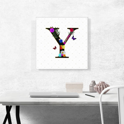 Flower Plant Butterfly Alphabet Letter Y