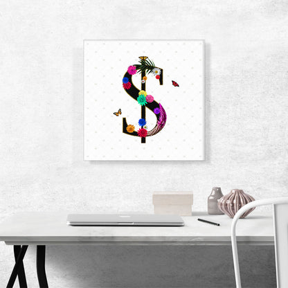 Flower Plant Butterfly Alphabet Dollar Sign Symbol