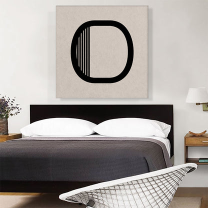 Beige Black Line Alphabet Letter O