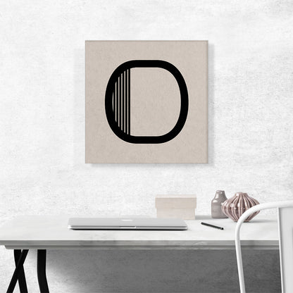 Beige Black Line Alphabet Letter O