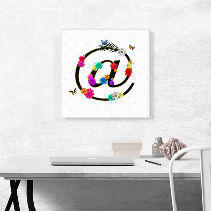Flower Plant Butterfly Alphabet At Sign Symbol