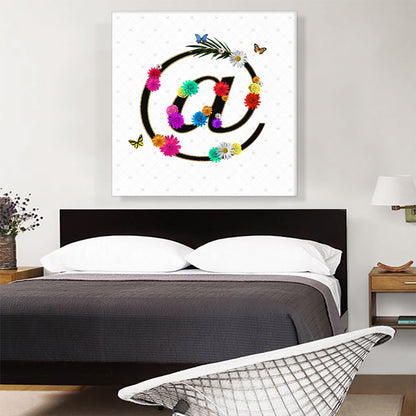 Flower Plant Butterfly Alphabet At Sign Symbol