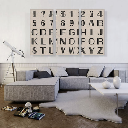 Beige Black Line Mid Century Modern Full Horizontal Rectangle Alphabet