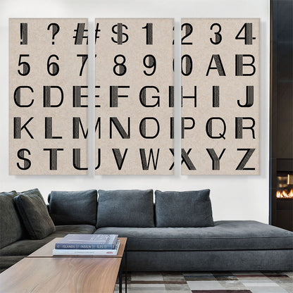 Beige Black Line Mid Century Modern Full Horizontal Rectangle Alphabet