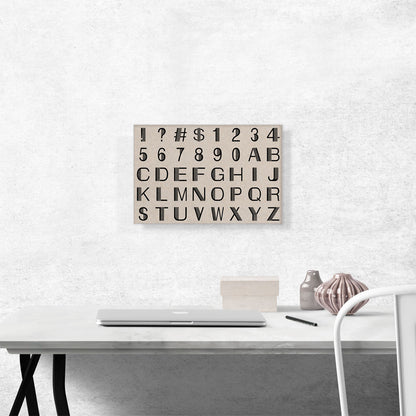 Beige Black Line Mid Century Modern Full Horizontal Rectangle Alphabet