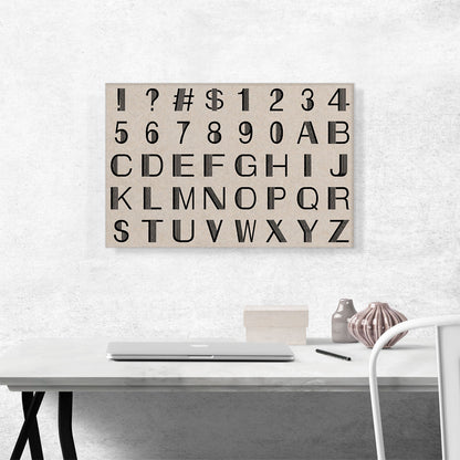 Beige Black Line Mid Century Modern Full Horizontal Rectangle Alphabet