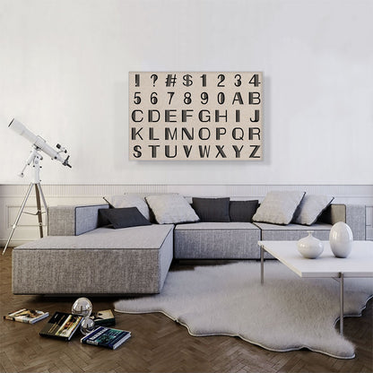 Beige Black Line Mid Century Modern Full Horizontal Rectangle Alphabet