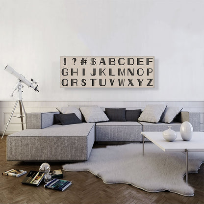 Beige Black Line Mid Century Modern Full Panoramic Alphabet
