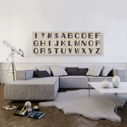 Beige Black Line Mid Century Modern Full Panoramic Alphabet