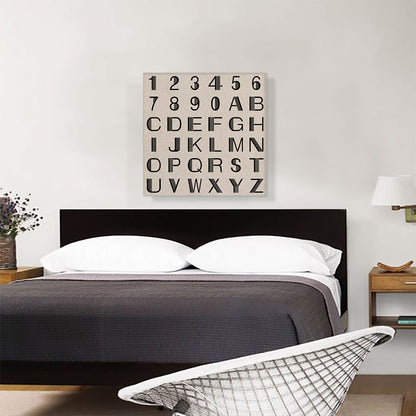 Beige Black Line Mid Century Modern Full Square Alphabet