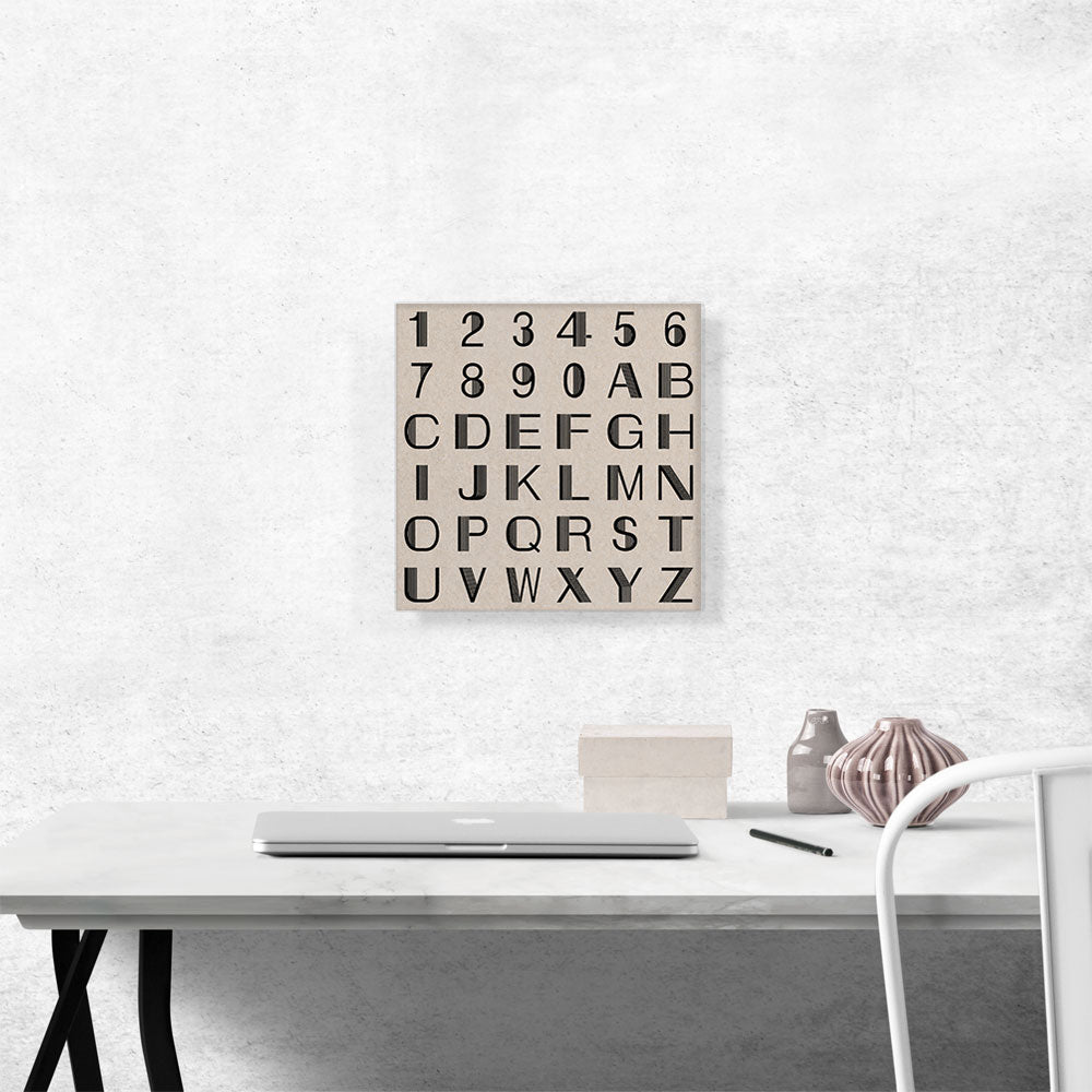 Beige Black Line Mid Century Modern Full Square Alphabet