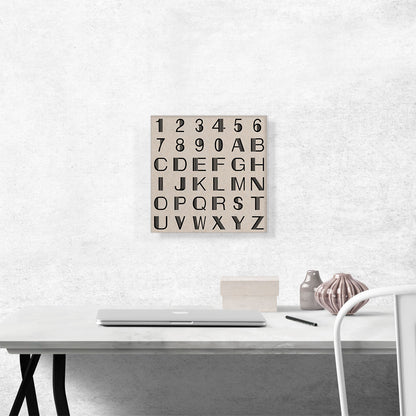 Beige Black Line Mid Century Modern Full Square Alphabet