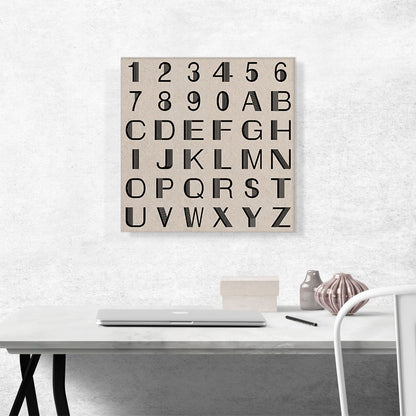 Beige Black Line Mid Century Modern Full Square Alphabet