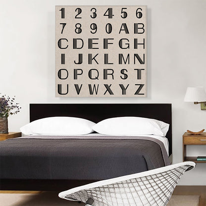 Beige Black Line Mid Century Modern Full Square Alphabet