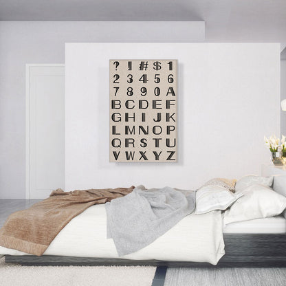 Beige Black Line Mid Century Modern Full Vertical Rectangle Alphabet
