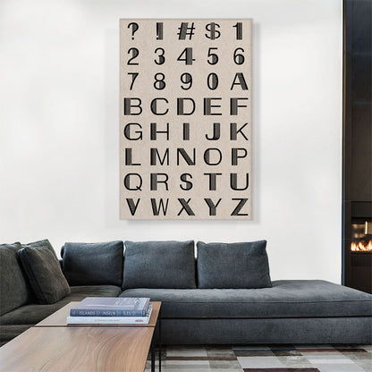 Beige Black Line Mid Century Modern Full Vertical Rectangle Alphabet
