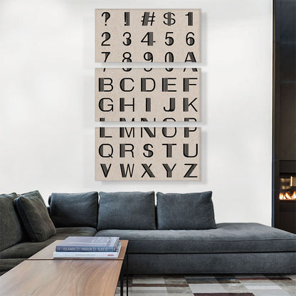 Beige Black Line Mid Century Modern Full Vertical Rectangle Alphabet
