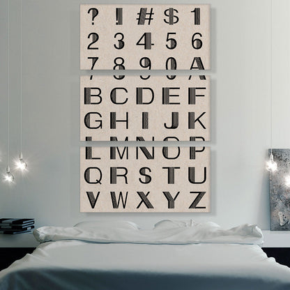 Beige Black Line Mid Century Modern Full Vertical Rectangle Alphabet