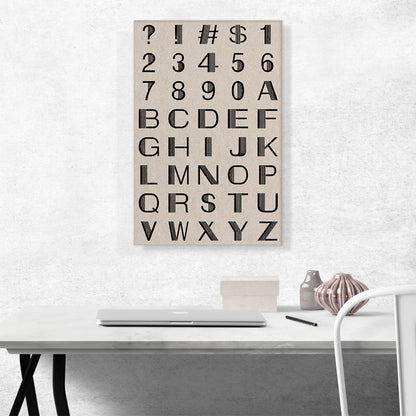 Beige Black Line Mid Century Modern Full Vertical Rectangle Alphabet