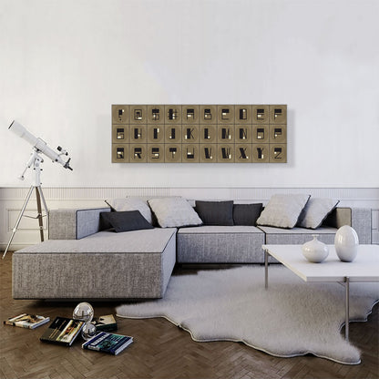Beige Black Mid Century Modern Full Alphabet Panoramic