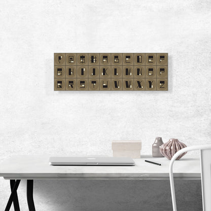 Beige Black Mid Century Modern Full Alphabet Panoramic