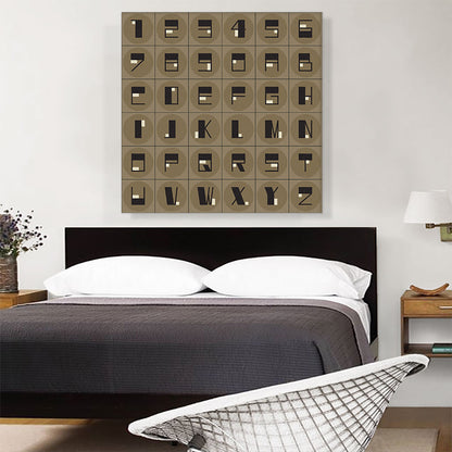 Beige Black Mid Century Modern Full Alphabet Square