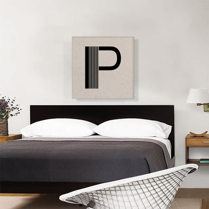 Beige Black Line Alphabet Letter P