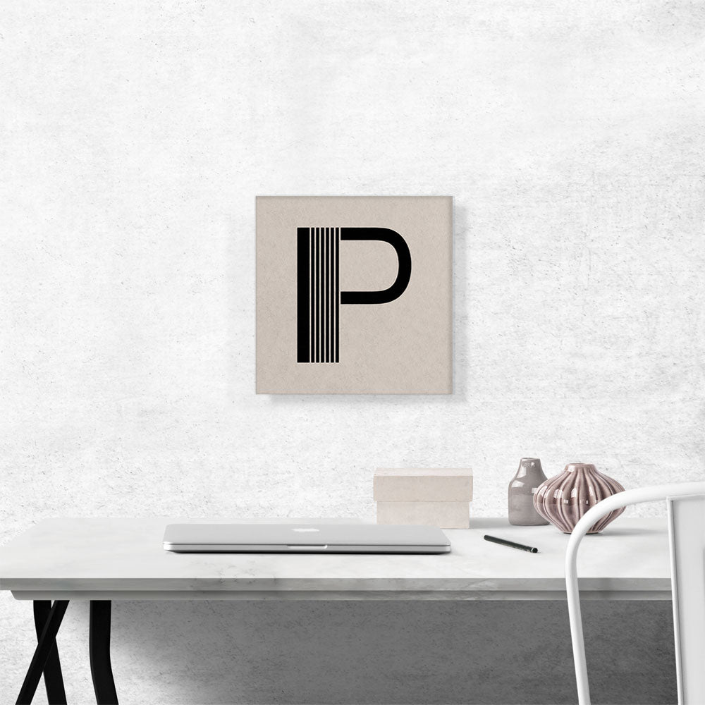 Beige Black Line Alphabet Letter P