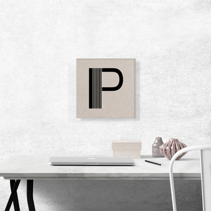 Beige Black Line Alphabet Letter P