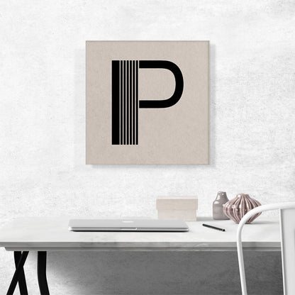 Beige Black Line Alphabet Letter P