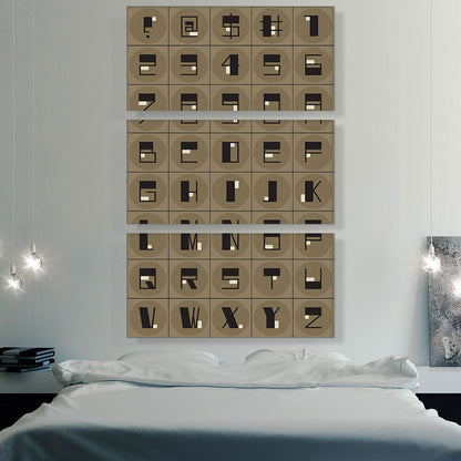 Beige Black Mid Century Modern Full Alphabet Vertical Rectangle