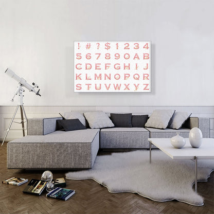 Chic Pink Gold Horizontal Rectangle Full Alphabet