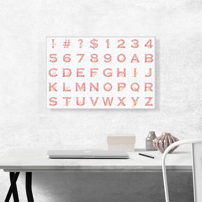 Chic Pink Gold Horizontal Rectangle Full Alphabet