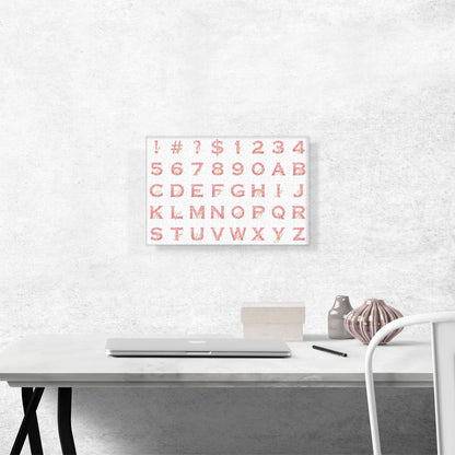 Chic Pink Gold Horizontal Rectangle Full Alphabet