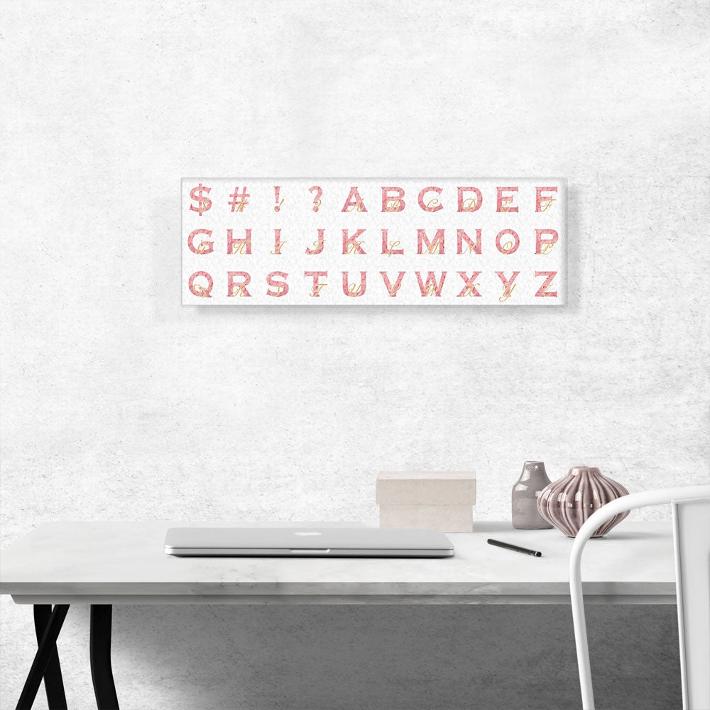 Chic Pink Gold Panoramic Full Alphabet