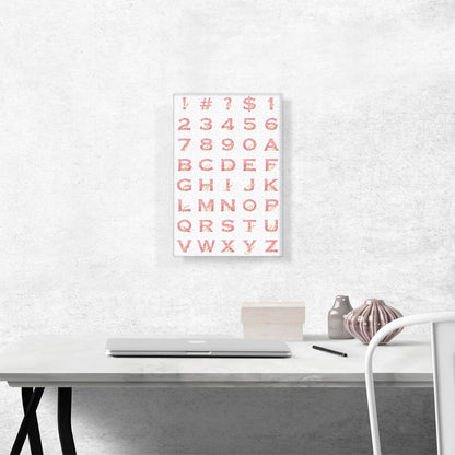 Chic Pink Gold Vertical Rectangle Full Alphabet