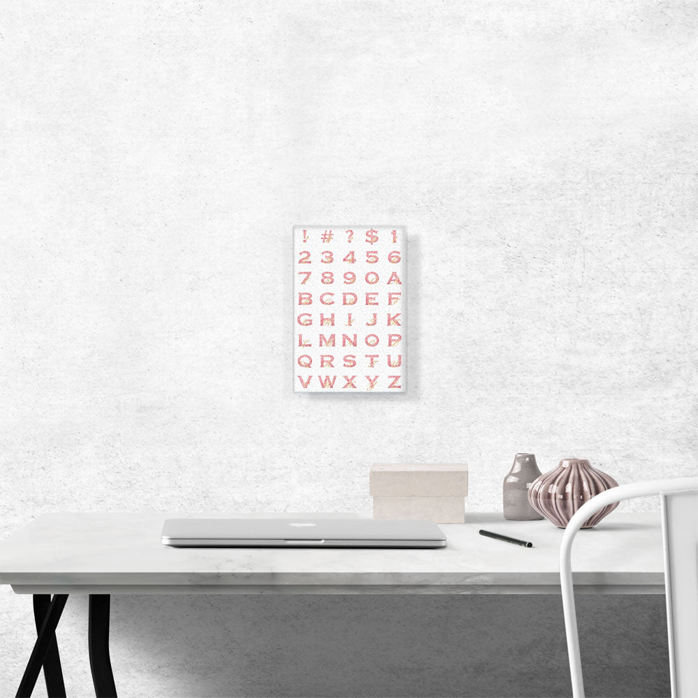 Chic Pink Gold Vertical Rectangle Full Alphabet